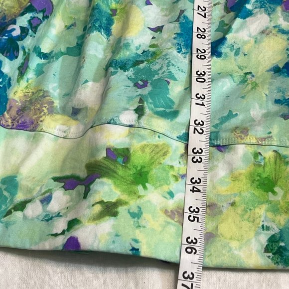 Calvin Klein Women's Dress Sleeveless Size 12 Zipper Green Geometric Pleat Skirt - Picture 9 of 9